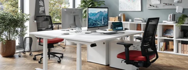 bureau assis-debout en situation dans un espace de travail